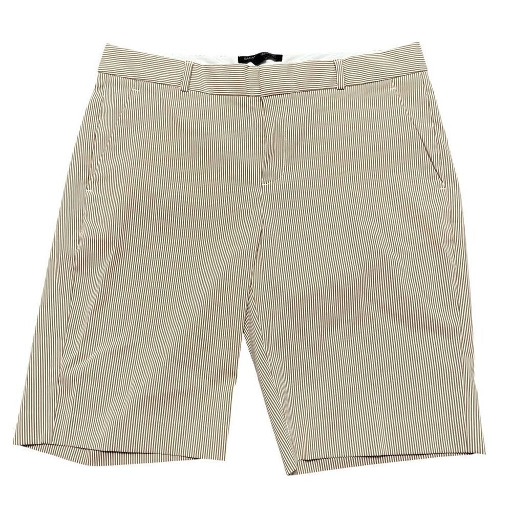 BANANA REPUBLIC Brown White Striped Bermuda Shorts Size 6
